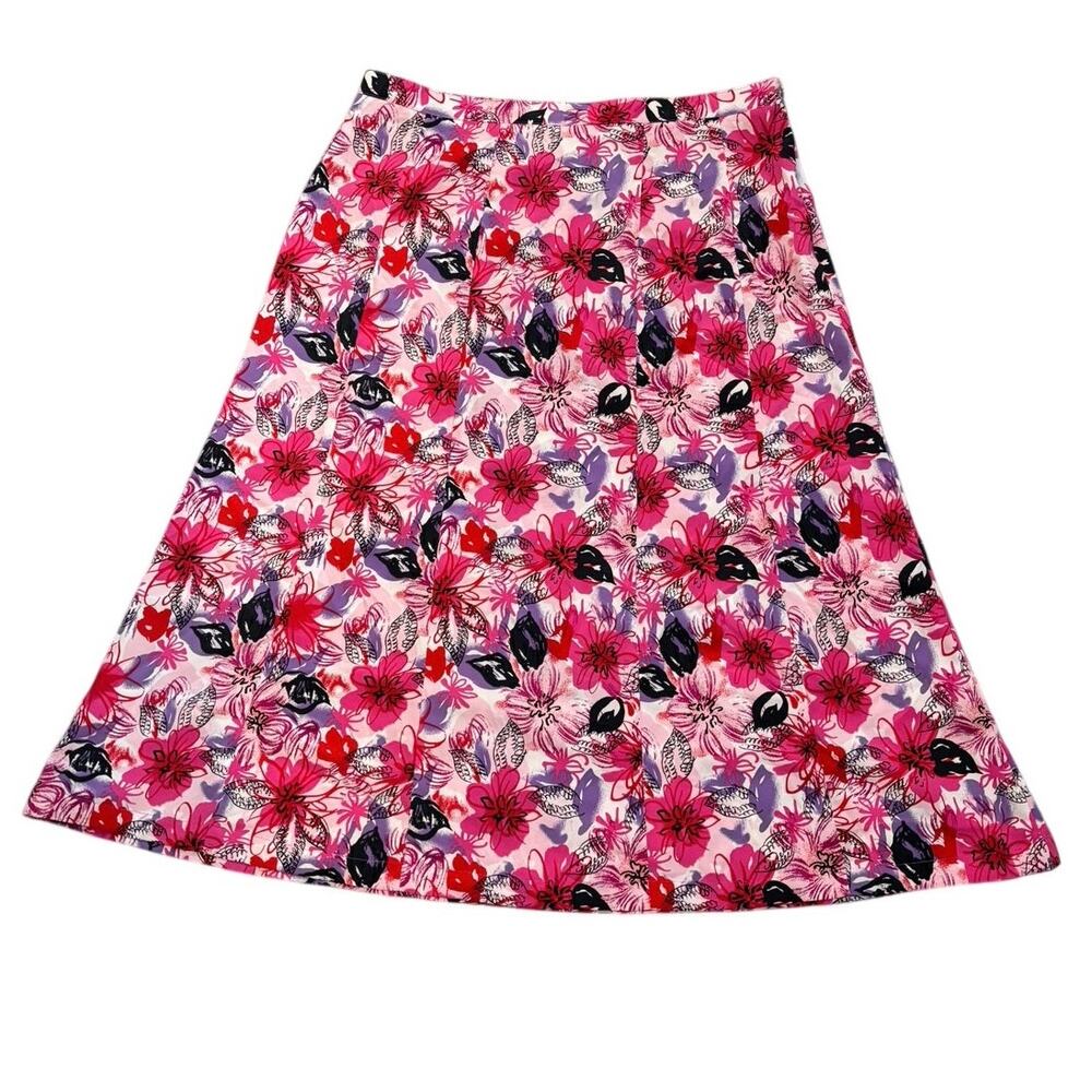 Sag Harbor Pink Floral Print Midi Skirt Size 14
